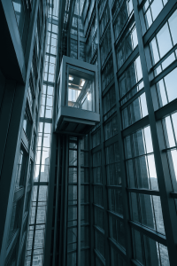 Ascensor subiendo en un edificio de gran altura