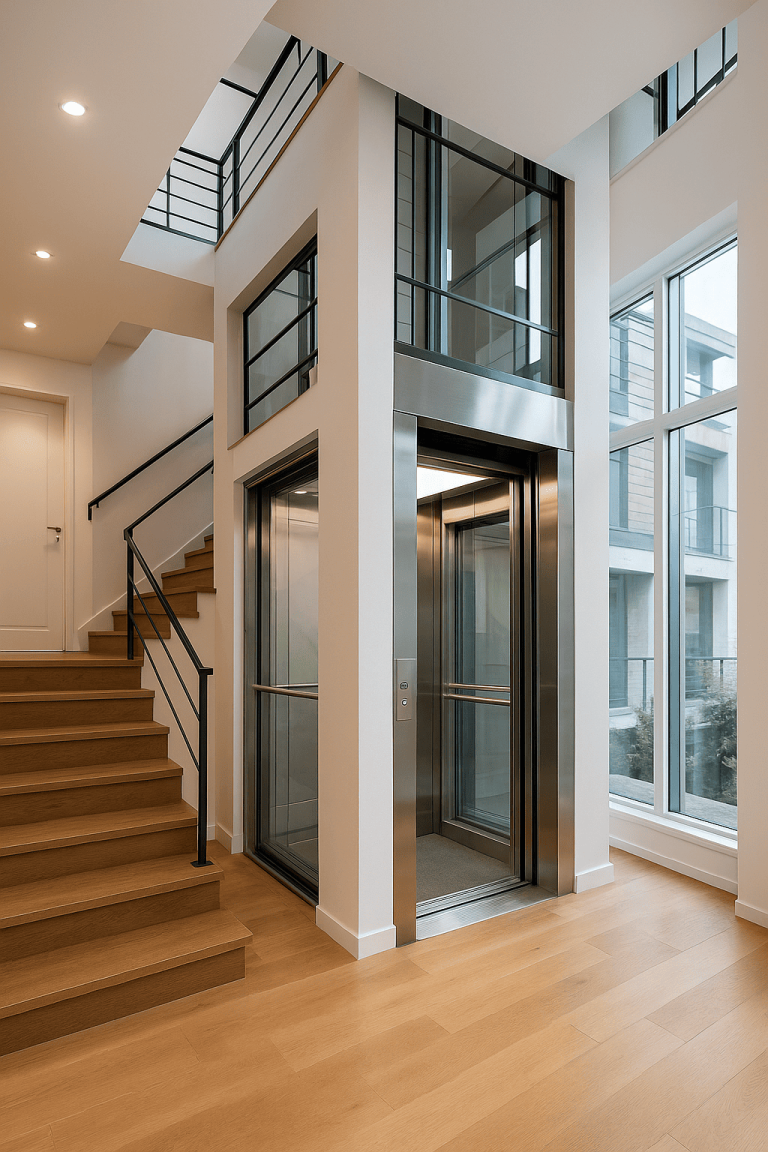 Elevador instalado en casa de tres niveles