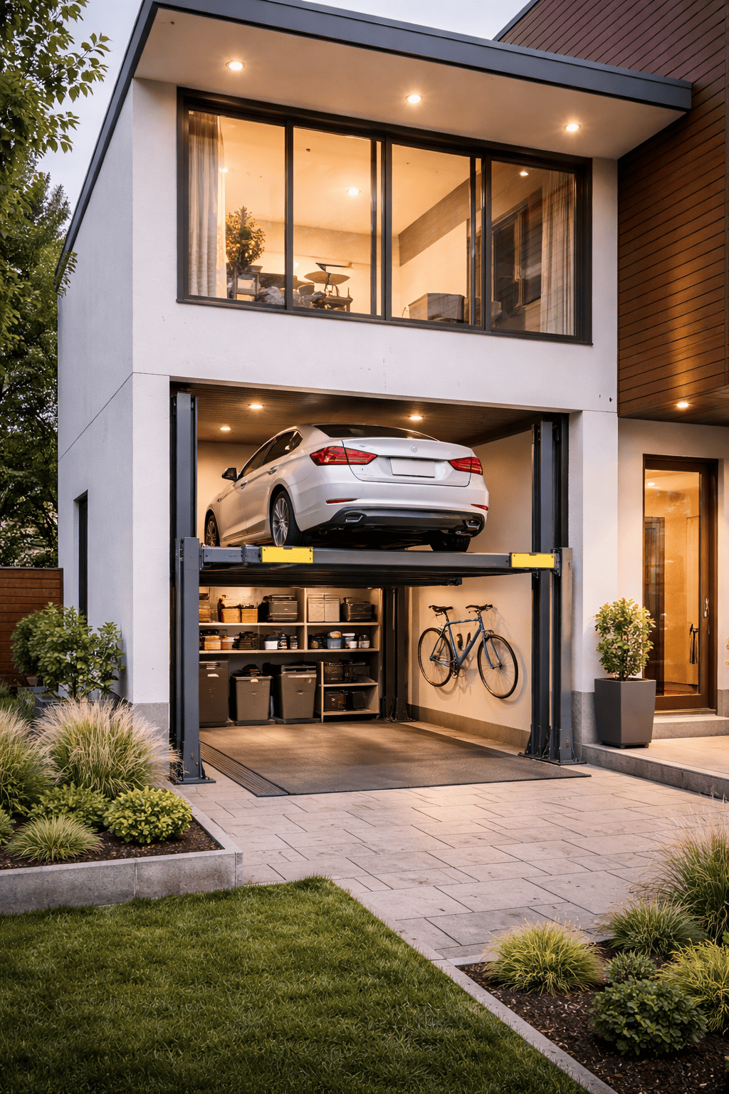 Elevador residencial compacto para casas pequeñas integrado en vivienda moderna de pocos metros cuadrados