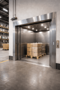 Montacargas industrial para operaciones continuas 24/7 instalado en planta logística con carga pesada y estructura reforzada