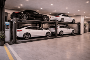 Parking lift residencial para proyectos urbanos modernos instalado en estacionamiento subterráneo con plataformas automáticas