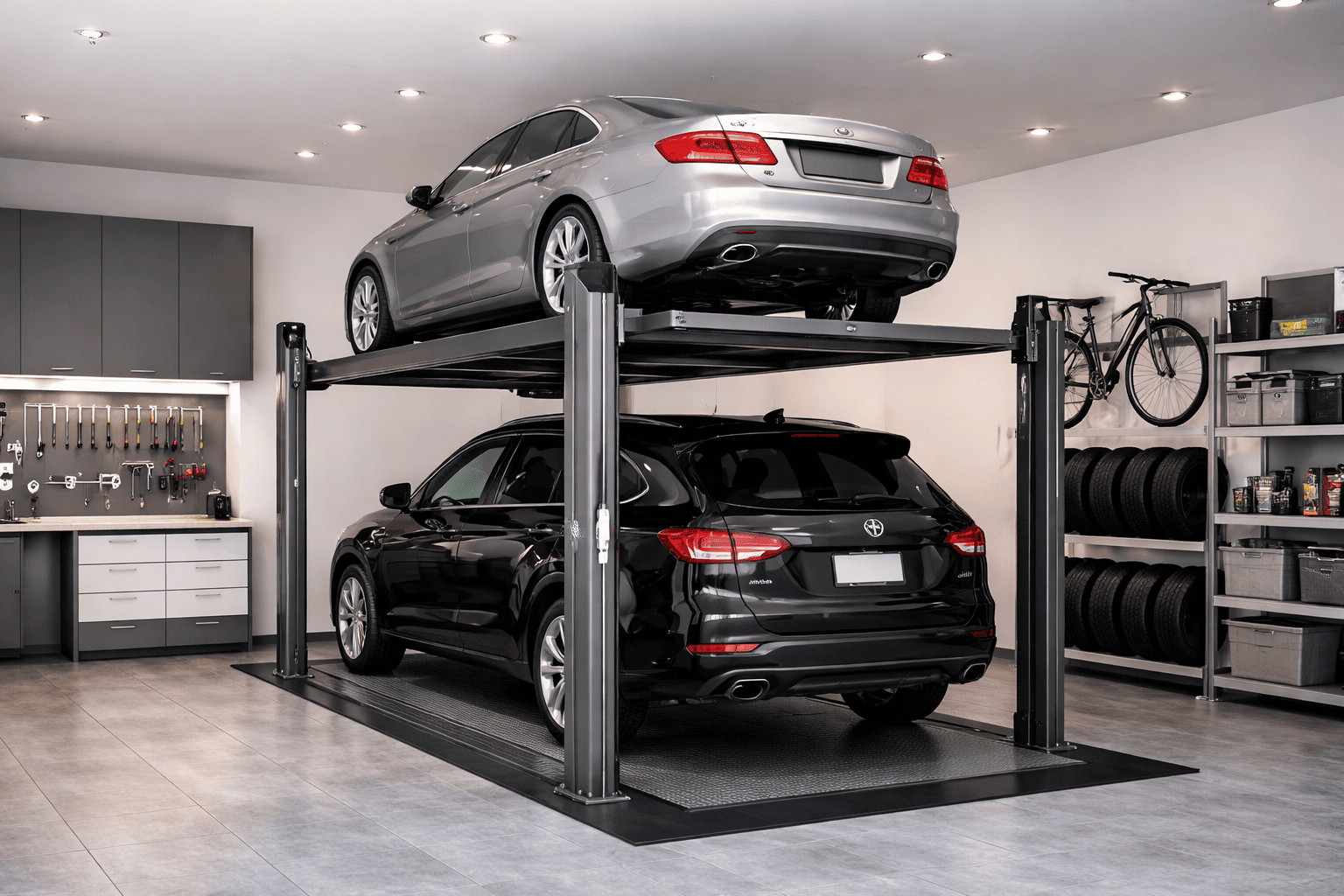 elevador para autos en espacios reducidos en México instalado en cochera moderna