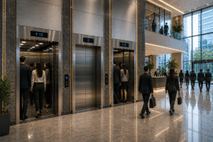 sistemas de elevadores en México en edificio moderno con alto flujo y operación eficiente
