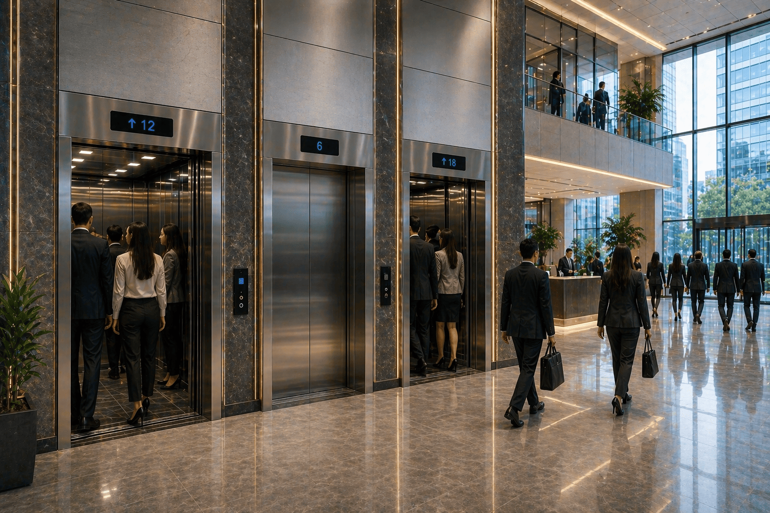 sistemas de elevadores en México en edificio moderno con alto flujo y operación eficiente