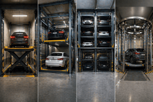 comparativa elevadores para autos en México en estacionamiento moderno con sistema vertical automatizado