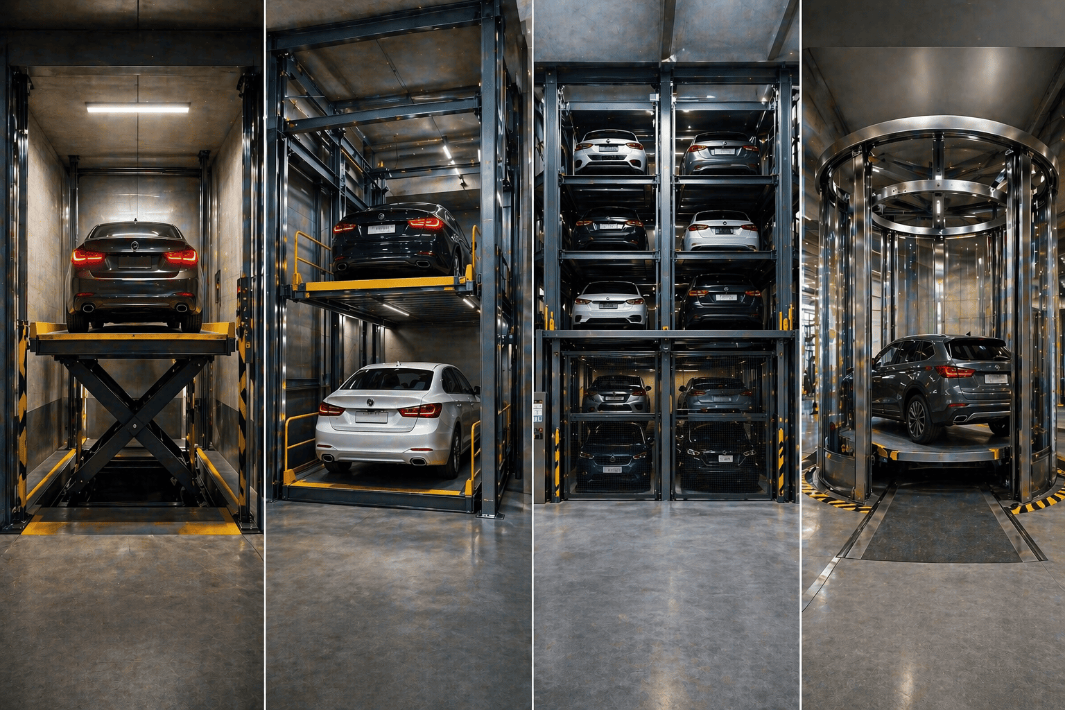 comparativa elevadores para autos en México en estacionamiento moderno con sistema vertical automatizado