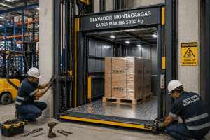 instalación de elevador montacargas en México para uso comercial intensivo en entorno industrial