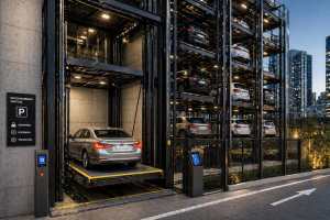 sistemas de estacionamiento vertical en México con elevadores para autos en estructura moderna eficiente