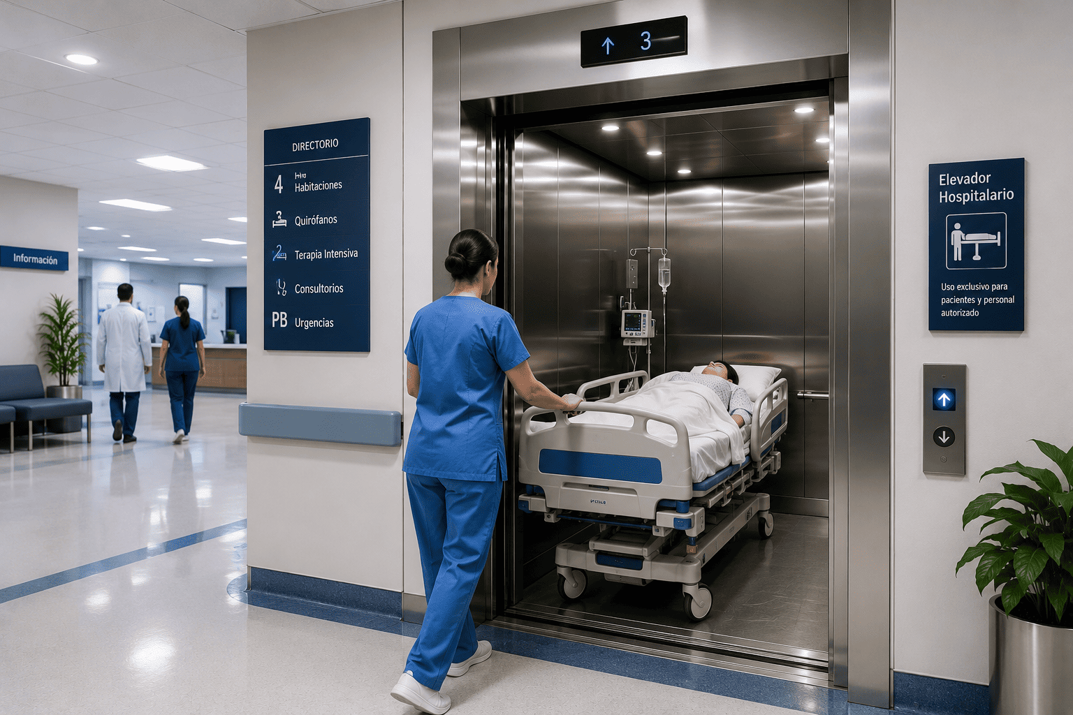 Mejor elevador comercial para hospitales en México en clínica moderna
