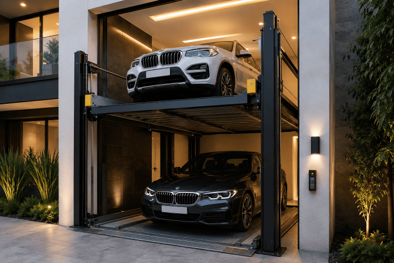 Mejor elevador para autos en México instalado en estacionamiento moderno