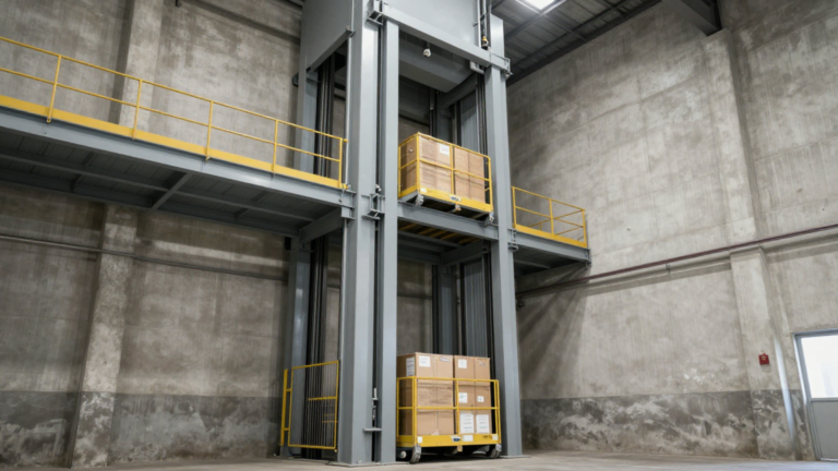 Elevadores montacargas en México para logística interna con movimiento de mercancía entre niveles