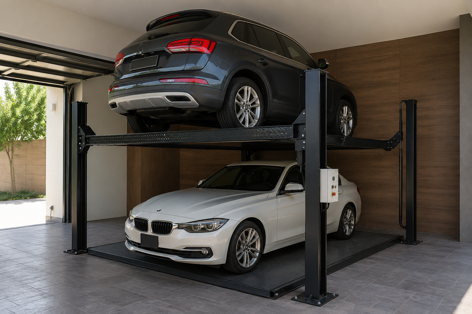 Elevadores para autos en México para garajes con dos vehículos en niveles